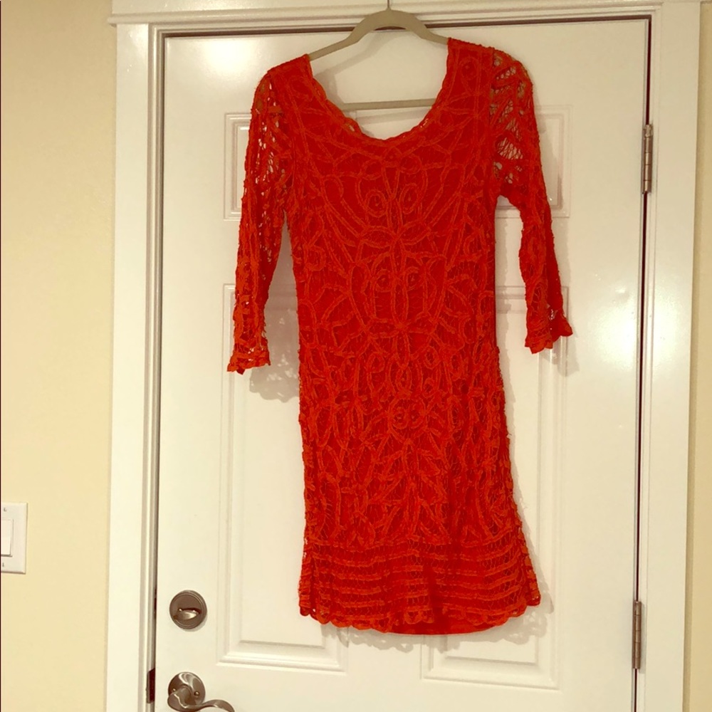 Orange Lace Cocktail Dress